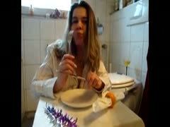 This naughty, kinky harlot is having crap for supper.